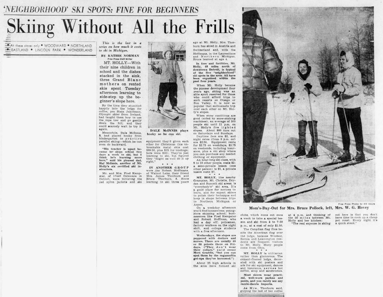 Mt Holly Ski & Snowboard Resort - Jan 21 1960 Article (newer photo)